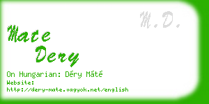 mate dery business card
