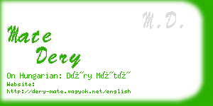 mate dery business card